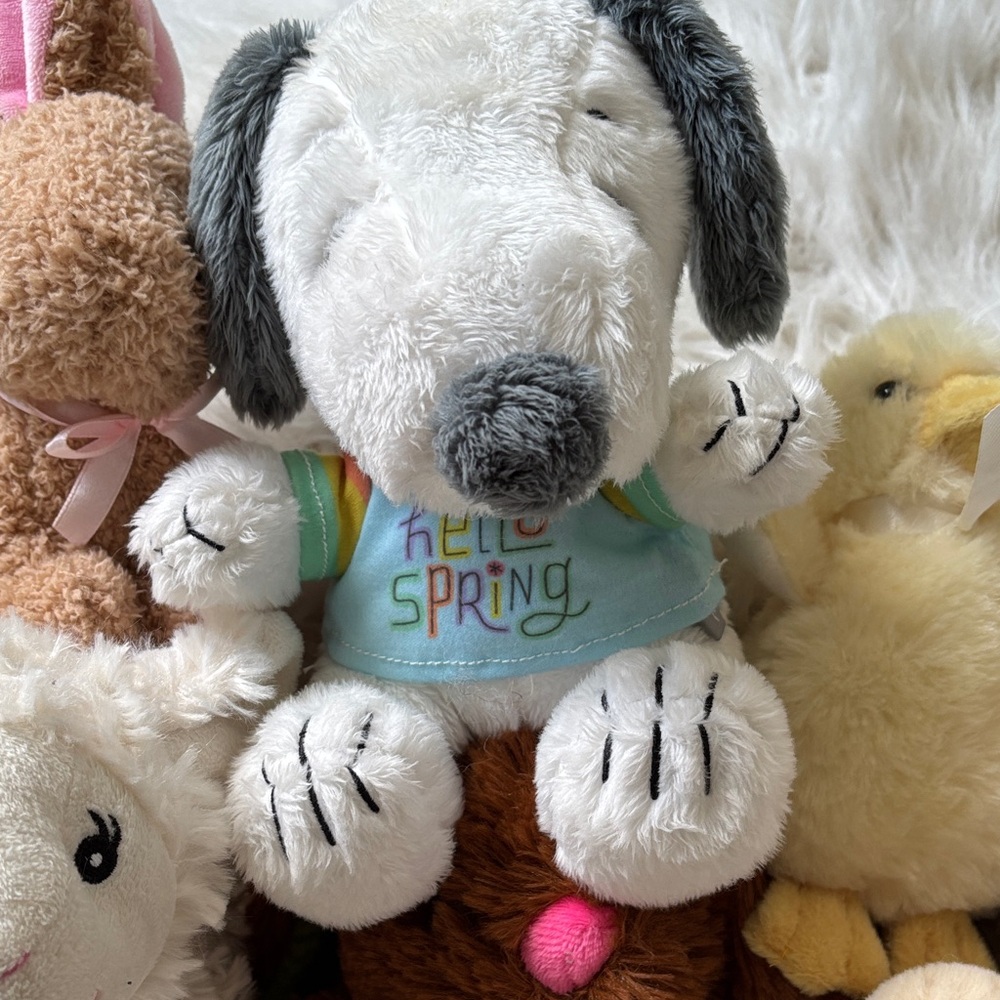 Stuffy Plush Toy Lot 8 Stuffed Animals Bunnies Lamb Duck Puppy Ostrich - Picture 4 of 12